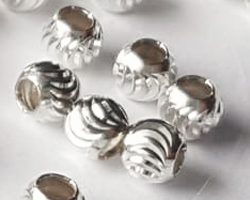  <4.5g/100> sterling silver 3mm moon cut round bead, 1.5mm hole 