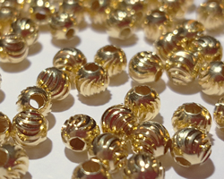  <9.15g/100> vermeil 4mm moon cut round bead, 1.5mm hole [vermeil is gold plated sterling silver] 