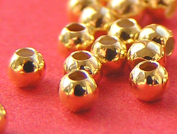  <11.1g/100> vermeil 5mm round bead, 2.2mm hole, I micron gold plating for increased wear resistance [vermeil is gold plated sterling silver] 