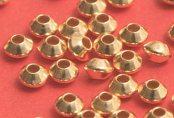  <5.2g/100> vermeil 3mm bicone bead / spacer, 1.3mm hole, 1 micron plating for increased durability [vermeil is gold plated sterling silver] 