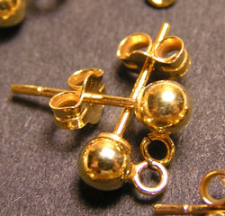  pair of vermeil 14mm long studs with open ring, 3mm full balls & butterflies, shaft and butterflies both bearing individual 925 stamps *butterflies are tight and will need to be loosened, simply done, just open the wings slightly* 