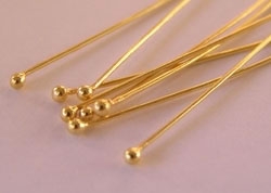  vermeil headpin 40mm long, 0.5mm thick, ball-ended, 1.5mm ball [vermeil is gold plated sterling silver] 