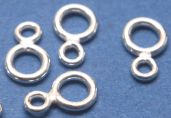  sterling silver 2-ring connector, stamped 925, 7.5mm x 4.5mm, large ring is 7.5mm diameter, small ring is 2.7mm diameter, wire thickness is 0.8mm 