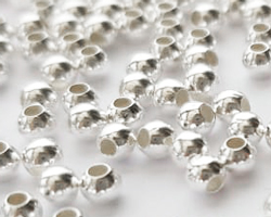  <2.3g/100> sterling silver 2.2mm round bead, 1mm hole 