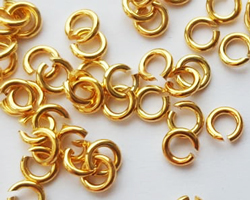 <3.4g/100> vermeil 3mm diameter 22 gauge (approx 0.64mm) open jump ring, 1 micron plating for increased durability [vermeil is gold plated sterling silver] 