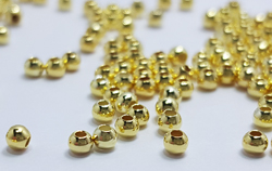  <2.3g/100> vermeil 2mm round bead, 0.9mm hole, extra thick 2 micron plating for really good durability [vermeil is gold plated sterling silver] 