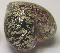  venetian murano ruby glass over white gold foil 19mm x 18mm x 12mm heart bead *** QUANTITY IN STOCK =10 *** 