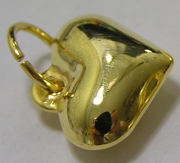  vermeil 13mm x 11mm puffed heart charm PLUS 7mm, 20 gauge open ring - decent sized heart charms, suitable for a variety of uses inc pendants [vermeil is gold plated sterling silver] 