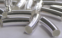  sterling silver 10mm x 3mm curved tube bead with approx 2.7mm beading hole 