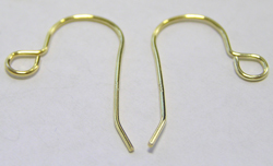  <25.85g/100prs> pair(s) vermeil light-weight stamped 925 french earwires, 22 gauge wire, 20mm long, flash plated [vermeil is gold plated sterling silver] 