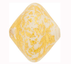  venetian murano clear glass over opaque white glass smothered in 24k gold leaf 18mm bicone bead *** QUANTITY IN STOCK =9 *** 