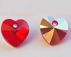  swarovski 6228 10mm light siam ab heart pendant 