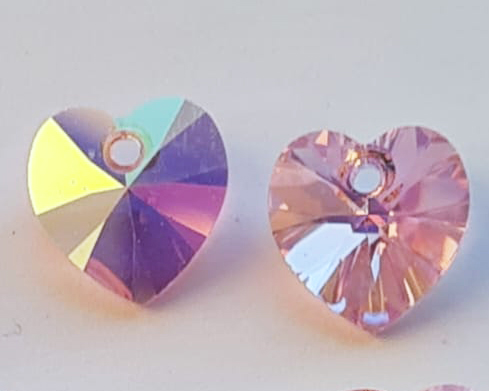  swarovski 6228 10mm light rose ab heart pendant 