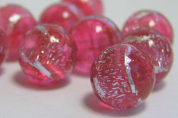  venetian murano hot pink glass with silver dichroic 10mm HALF DRILLED ONE HOLE round bead - hole only goes half way thru bead - perfect earings/pendants etc *** QUANTITY IN STOCK =11 *** 