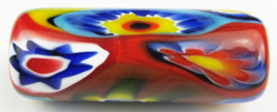  venetian murano alice-in-wonderland millefiori 27mm x 10mm tube glass bead *** QUANTITY IN STOCK =1 *** 