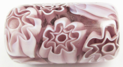  venetian murano amethyst millefiori 27mm x 10mm tube glass bead *** QUANTITY IN STOCK = 6 *** 