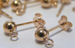  pairs ROSE GOLD FILL 14mm post, 4mm diameter full-ball studs & butterflies 