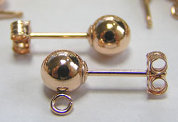  pairs ROSE GOLD FILL 14mm post, 5mm diameter full-ball studs & butterflies 