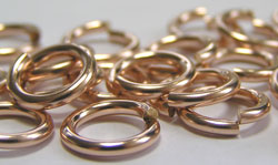  ROSE GOLD FILL 10mm diameter, 14 gauge (approx 1.62mm) open jump ring (saw cut) 