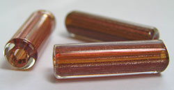  venetian cane topaz glass with aventurina 27mm x 7mm tube bead *** QUANTITY IN STOCK =6 *** 