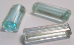  venetian cane aquamarine glass with aventurina 25mm x 7.4mm oval tube bead *** QUANTITY IN STOCK =7 *** 