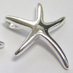  sterling silver 23mm x 20mm star fish pendant / charm / drop inc 2mm x 3mm integral chain hole 