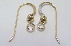  pair gold filled 14/20 18mm x 7.5mm, 0.56mm wire thickness, 3mm bead, earwire 