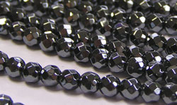  string of hematite faceted 4mm round beads - approx 100 beads per string 