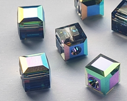  swarovski glass 5601 vitrail medium B 6mm cube bead 