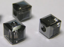  swarovski glass 5601 silver night B 4mm cube bead 