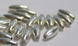  sterling silver 6.4mm x 2.4mm oval bead, 0.8mm hole 