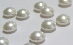 swarovski 5817 white 6mm half round pearl cabouchon which is HALF DRILLED, hole does not go all the way through