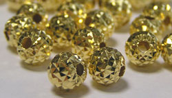  vermeil 6mm faceted pyramid cut round bead, 1 micron plating for increased durability, 1.8mm hole [vermeil is gold plated sterling silver] 