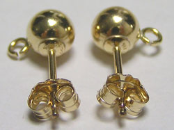  pairs gold fill 14mm post, 5mm diameter full-ball studs & butterflies 