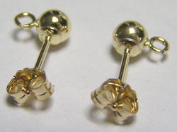  pairs gold fill 14mm post, 4mm diameter full-ball studs & butterflies 