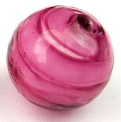  venetian murano glass 10mm creamy incalmo pink swirls round bead  *** QUANTITY IN STOCK =5 *** 