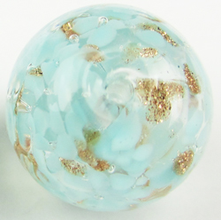  venetian murano clear over aquamarine glass with aventurina venetian 12mm round bead *** QUANTITY IN STOCK =24 *** 