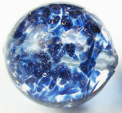  venetian murano clear over cobalt blue glass with aventurina venetian 12mm round bead *** QUANTITY IN STOCK =25 *** 