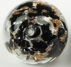  venetian murano clear over jet black glass with aventurina venetian 12mm round bead *** QUANTITY IN STOCK =54 *** 