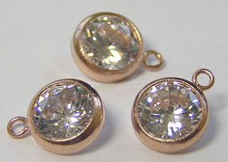  ROSE GOLD FILL 8.75mm clear cubic zirconia drop, cz bezel has 6.75mm diameter, connecting ring has internal diameter of 0.8mm 