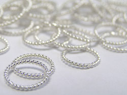  sterling silver 7mm diameter, 21 gauge (approx 0.76mm), twisted wire closed jump ring 