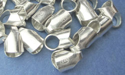  <29.1g/100> sterling silver, stamped 925, 9mm long x 4.75mm external dimension, with 4mm internal diameter glue-on cord ends 