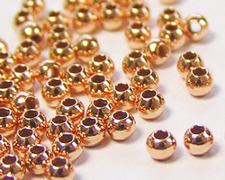  <2.45g/100> ROSE VERMEIL 2mm round bead, 1 micron plating for increased durability, 0.9mm hole [vermeil is gold plated sterling silver] 
