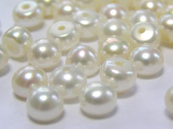 GRADE AAA, white 5.25mm round freshwater pearl HALF DRILLED, flat back & hole does not go all the way through