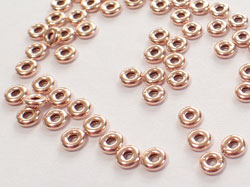  <5.4g/100> ROSE VERMEIL 3mm x 1.5mm flat donut bead, 1.2mm hole, 1 micron plating for increased durability [vermeil is gold plated sterling silver] 