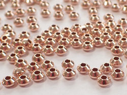  <5.2g/100> ROSE VERMEIL 3mm bicone bead / spacer, 1.3mm hole, 1 micron plating for increased durability [vermeil is gold plated sterling silver] 