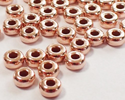  <5.6g/100> ROSE VERMEIL 3mm x 1.75mm rondelle bead, 1.2mm hole, 1 micron plating for increased durability [vermeil is gold plated sterling silver] 