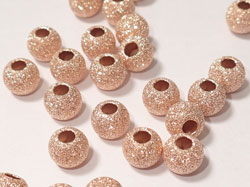  <34g/100> ROSE VERMEIL 6mm laser cut round bead, 2.4mm hole, 1 micron plating for increased durability, AT treated [vermeil is gold plated sterling silver] 