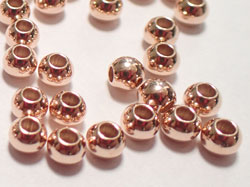  <8.7g/100> ROSE VERMEIL 3.5mm round bead, 1.6mm hole, 1 micron plating for increased durability [vermeil is gold plated sterling silver] 