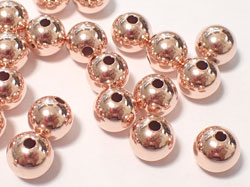  <49.8g/100> ROSE VERMEIL 8mm round bead, 2mm hole, 1 micron plating for increased durability [vermeil is gold plated sterling silver] 